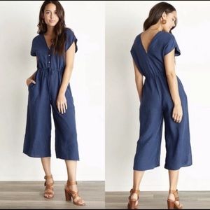 Cloth and Stone Navy Blue Linen Jumpsuit - NWT